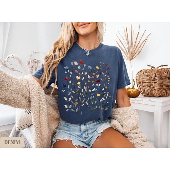 Vintage Pressed Flowers Shirt, Boho Cottagecore Tshirt Botanical Floral Tee Wildflowers Sweatshirt,Gift For Gardener,Flowers