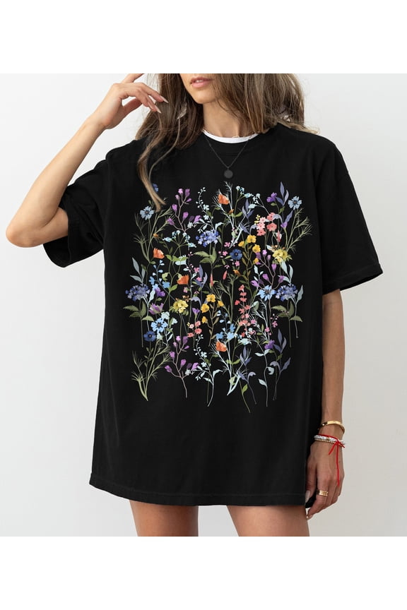 Vintage Pressed Flowers Shirt, Boho Cottagecore Tshirt Botanical Floral Tee Wildflowers Sweatshirt, Gift For Gardener