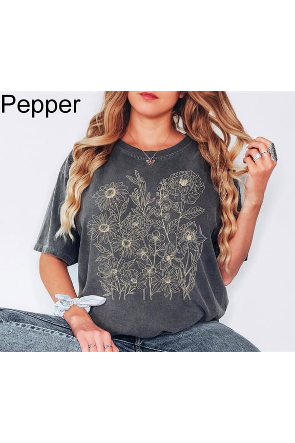 Vintage Pressed Flowers Shirt Boho Cottagecore Tshirt Botanical Floral Tee Wildflowers T Shirt Gift for Gardener Floral Tee
