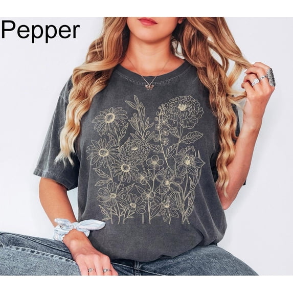 Vintage Pressed Flowers Shirt Boho Cottagecore Tshirt Botanical Floral Tee Wildflowers T Shirt Gift for Gardener Floral Tee