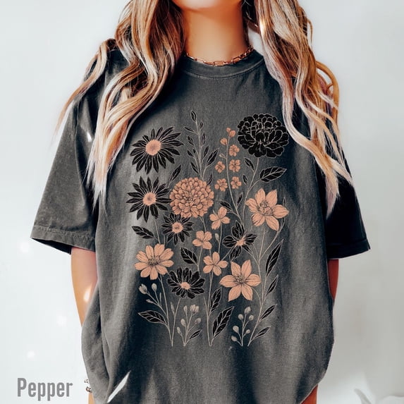 Vintage Pressed Flowers Shirt Botanical Floral Tshirt Boho Cottagecore Tee Wildflowers Floral Shirt Gift for Gardener