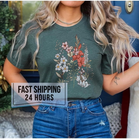 Vintage Pressed Flowers Tshirt, Wildflowers Shirt, Flower Girl Shirt, Vintage Shirt, Flower Shirt, Botanical Shirt, Flower Girl Gifts TSHIRT All Size S-5XL