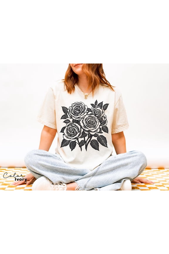 Vintage Pressed Wild Flower Shirt, Retro Rose T-Shirt, Cottagecore Boho Botanical Shirt, Dark Academia Flower, WHITE Unisex S-5XL Hot Trending Shirt, Vintage Birthday Gift