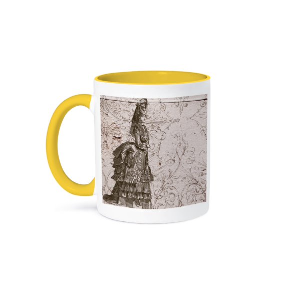 Vintage Pretty Lady Steampunk Art, 15oz Two-Tone Yellow Mug