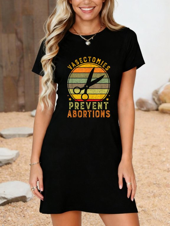 Vintage Prevent Abortions Funny Vasectomies Vasectomy Day T-Shirt Dress Casual Summer Dress Everyday Outfit