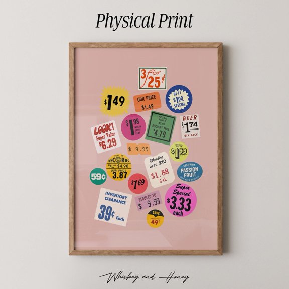 Vintage Price Stickers Poster Maximalist , Poster Print Only