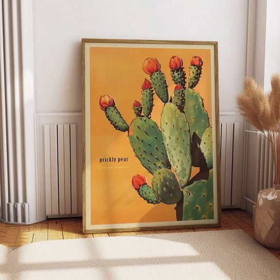 Vintage Prickly Pear Cactus Print, The Sonoran Desert Print Retro Outdoors Poster, Arizona Cabin Cottage Wall Art, Botanical Cacti Desert Size 24x36 Unframed Poster