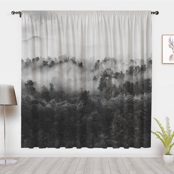 Vintage Primeval Forest Style Window Curtains, Rainforest pattern Window Treatment Blackout Curtain, For Bedroom living room privacy Decor(Rod pocket)