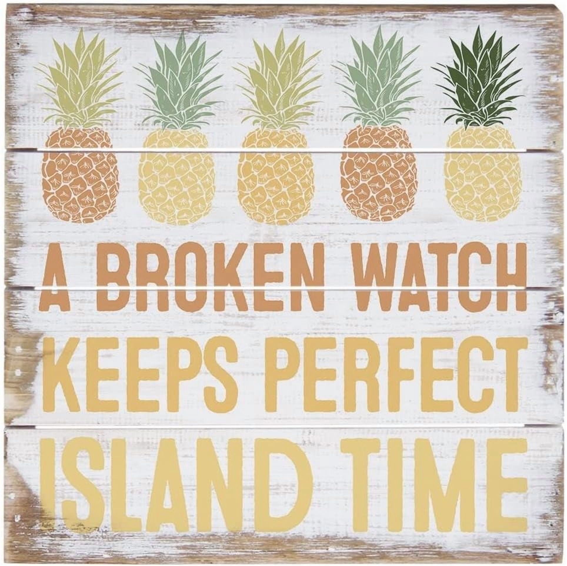 Vintage Primitive Funny Decor Island Time Wood Sign A Broken Watch ...