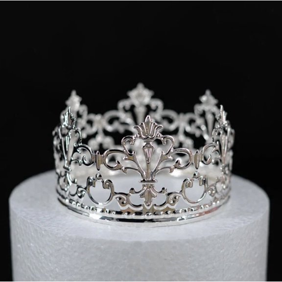 Vintage Princess Mini Crown Cake Topper Decoration For Baby Shower Party Silver