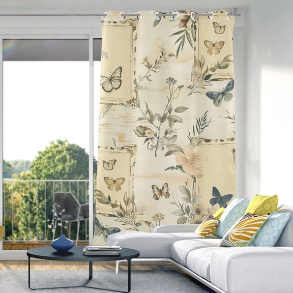 Vintage Print Blackout Curtain Panels Drapes Privacy Assured with Light Filtering Curtains for Living room Bedroom Bathroom Window