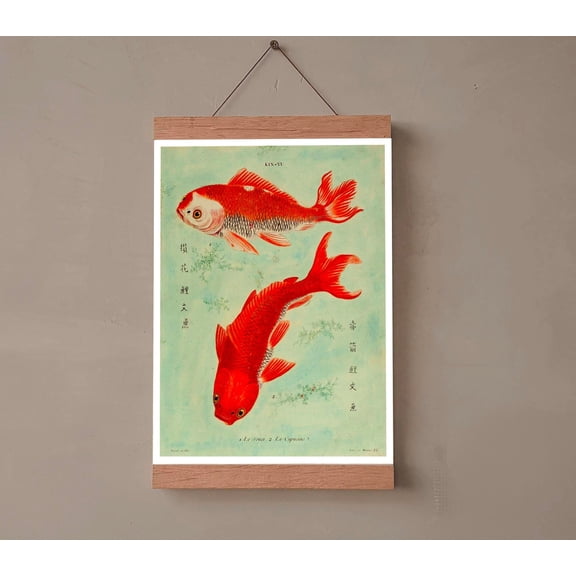 Vintage Print Chinese Art Print Wall Decoration Poster Kin-Yu Koi Fish Ukiyo-e Maritime Wall Decoration Gift Idea, Poster Only