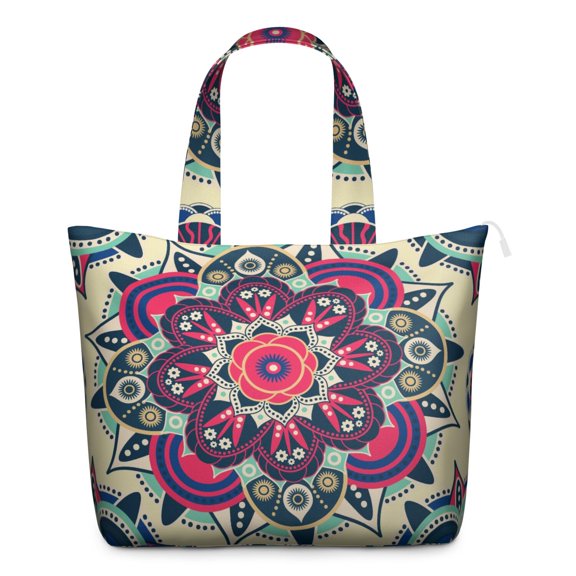 Vintage Print Paisley Weekender Boho Chic Travel Duffel with Artistic Floral Pattern, Ethnic Mala Inspired Design