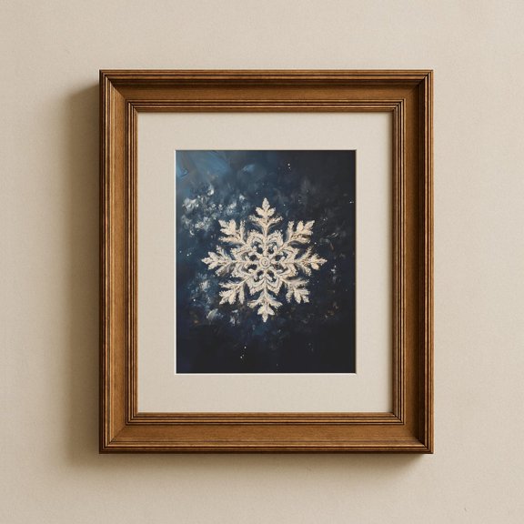 Vintage Print, Snowflake Wall Art, Rustic, Home Decor #304, Unframed Canvas Size 16x24
