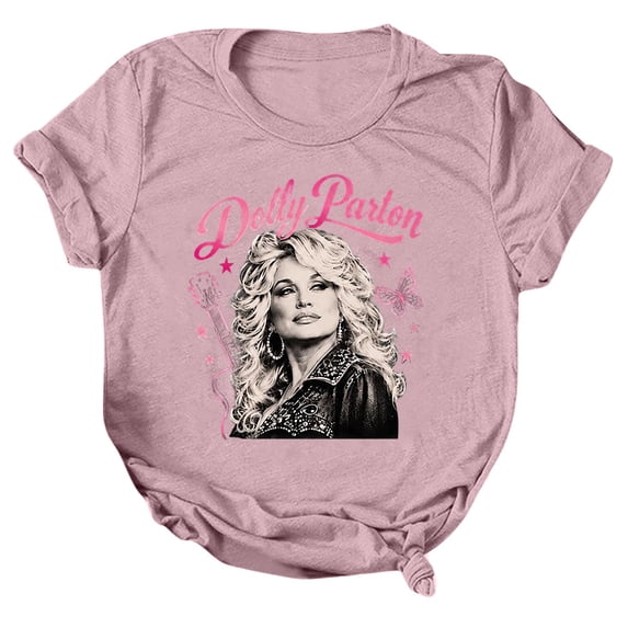 Vintage Print T-Shirt Womens Dolly Shirt Parton Memorial T Shirts Country Music Graphic Tees Nashville Western Tshirt Casual Tops