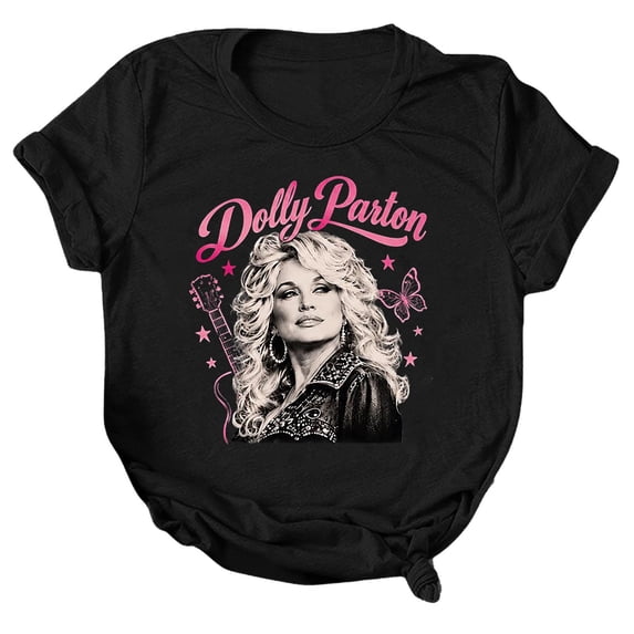 Vintage Print T-Shirt Womens Dolly Shirt Parton Memorial T Shirts Country Music Graphic Tees Nashville Western Tshirt Casual Tops