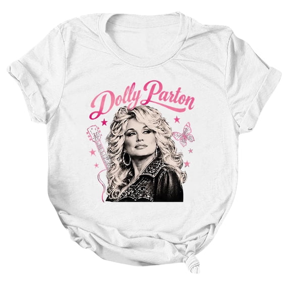 Vintage Print T-Shirt Womens Dolly Shirt Parton Memorial T Shirts Country Music Graphic Tees Nashville Western Tshirt Casual Tops