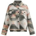 thumbnail image 1 of Vintage Printed Long Sleeve Woolen Coat Women Button Down Warm Loose Outerwear, 1 of 10