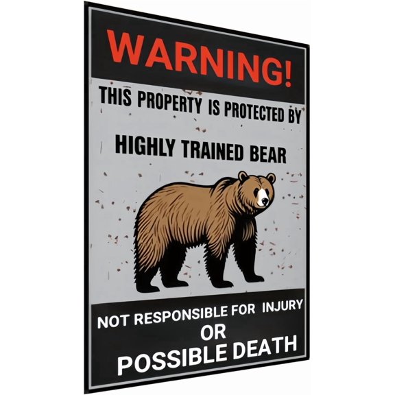 Vintage Property Protection Sign, 8x12 Inch Metal Tin Warning Sign, Fun Guard Pet Home Wall Decor Outdoor Gate Fence Farmhouse