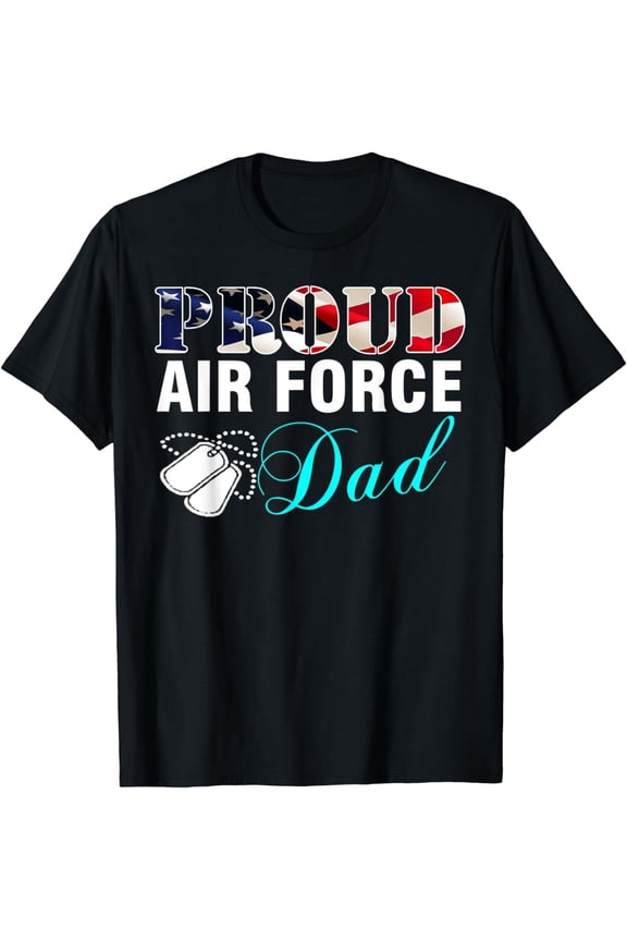 Vintage Proud Air Force Dad With American Flag Gift Veteran T-Shirt