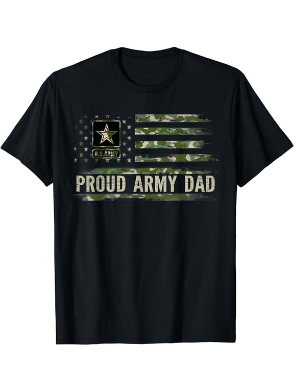 Vintage Proud Army Dad Camo American Flag Veteran Gift T-Shirt