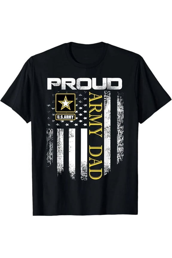 Vintage Proud Army Dad With American Flag Gift T-Shirt Birthday Gifts; For Men & Women