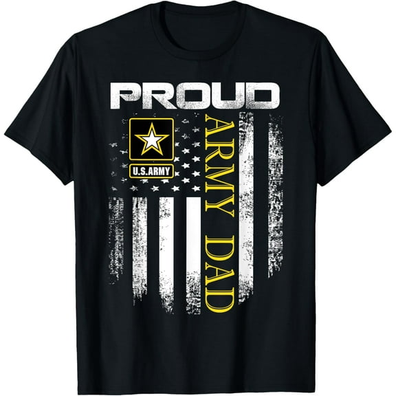 Vintage Proud Army Dad With American Flag Gift T-Shirt