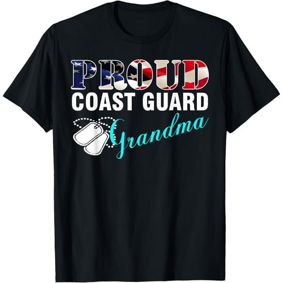 Vintage Proud Coast Guard Grandma With American Flag Gift T-Shirt100% cotton