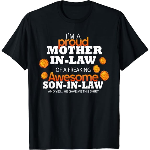 Vintage Proud Mother-In-Law Of A Freaking Awesome Son-In-Law Women T-Shirt Size S-5Xl Best Birthday Gifts