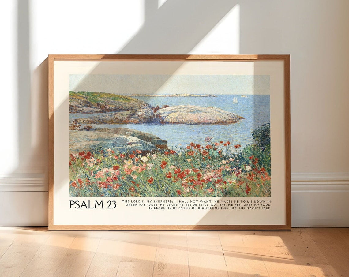 Vintage Psalm 23 Christian Poster Landscape Mural, Bible Verse Wall Art ...