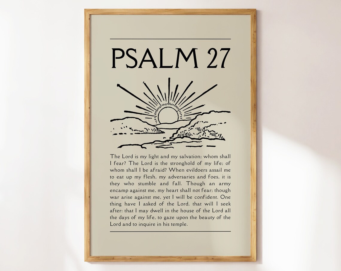 Vintage Psalm 27 Christian Poster Neutral Wall Art Bible Verse Wall Art