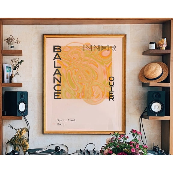 Vintage Psychedelic Poster, Aura Poster, Affirmation Quote, 70s Home Decor, Spiritual Art, Gradient Art, 70s Decor, 70s Decor, Wall Art, 8x12 UNFRAMED