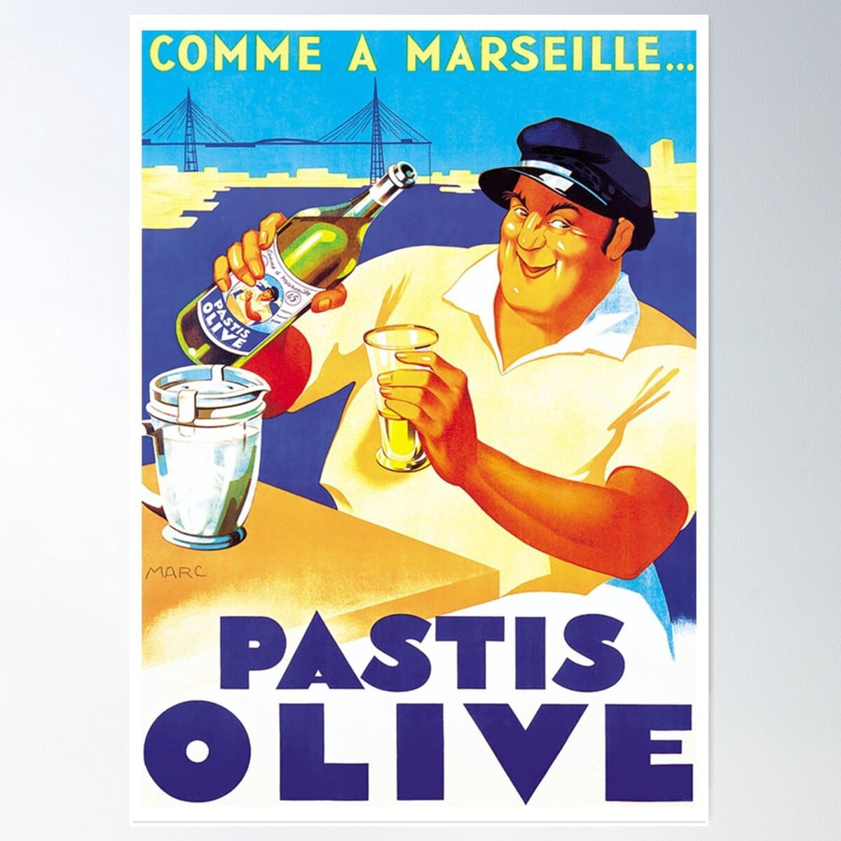 Carafe vintage Pastis 51 en verre moulé objet publicitaire vintage