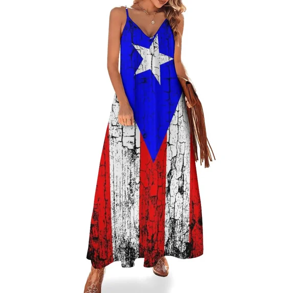 Vintage Puerto Rico Flag Sleeveless Dress prom dresses clothes for women Dance dresses