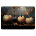 thumbnail image 1 of Vintage Pumpkin Halloween Metal Tin Sign - Rustic Fall Wall Art Decor for Home, Cafe, Bar, Garage - Ready to Hang, 12x8 Inch, Iron, Seasonal Autumn Theme, Warm Orange &amp; Brown Palette, 1 of 8
