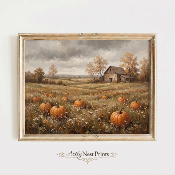 Vintage Pumpkin Patch Farmhouse Wall Art Print