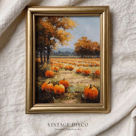 Vintage Pumpkin Patch Rustic Autumn Farmhouse Wall Art, Seasonal Living Room And Home Decor