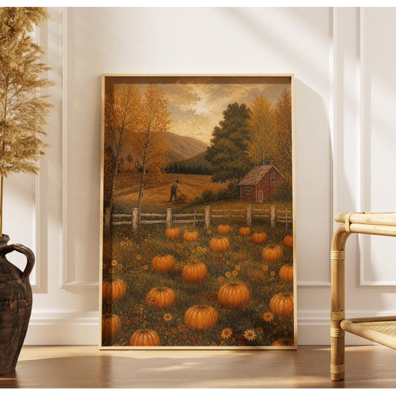 Vintage Pumpkin Patch Wall Art Print