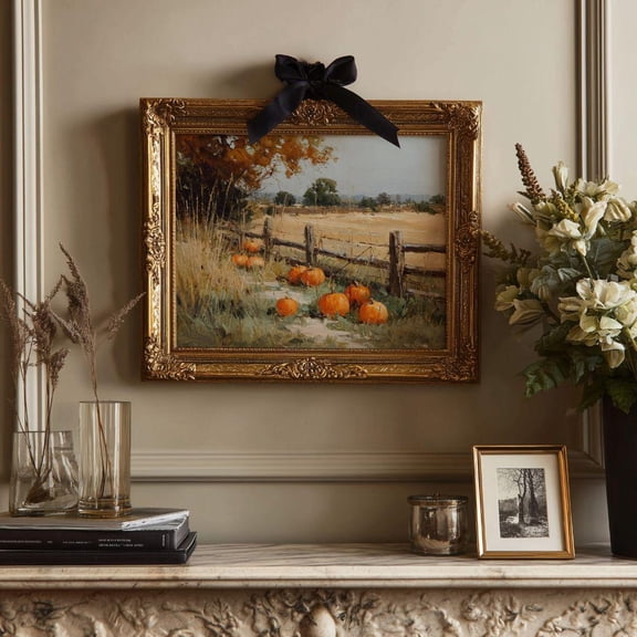 Vintage Pumpkin Patch Wall Decor Rustic Farmhouse Fall Art Home Room Interior Decorative