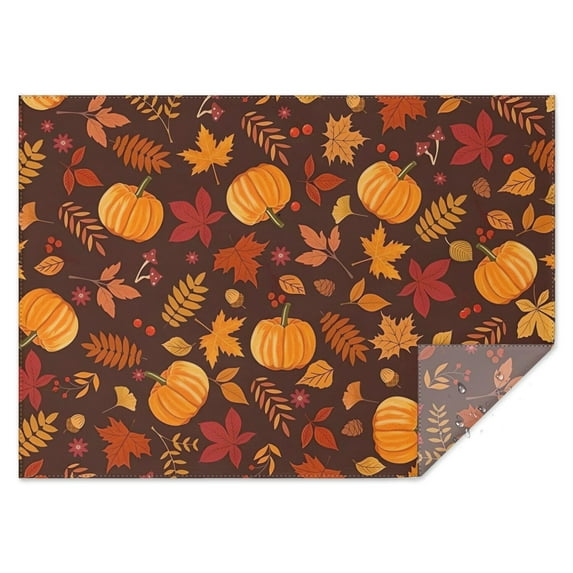 Vintage Pumpkin Rectangle Tablecloth 60x84 Inch, Flowers Boho Water Resistant Vinyl Washable Seasonal Table Cover for Thanksgiving Fall Harvest Holiday Party Picnic Dinner Decor