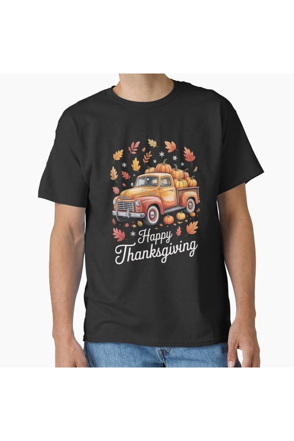 Vintage Pumpkin Truck Autumn Fall Thanksgiving Christmas Farm Unisex T-shirt, for men & women, up to size 5XL