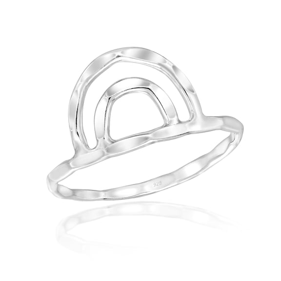 Double Rainbow Band Sterling Silver Ring-9