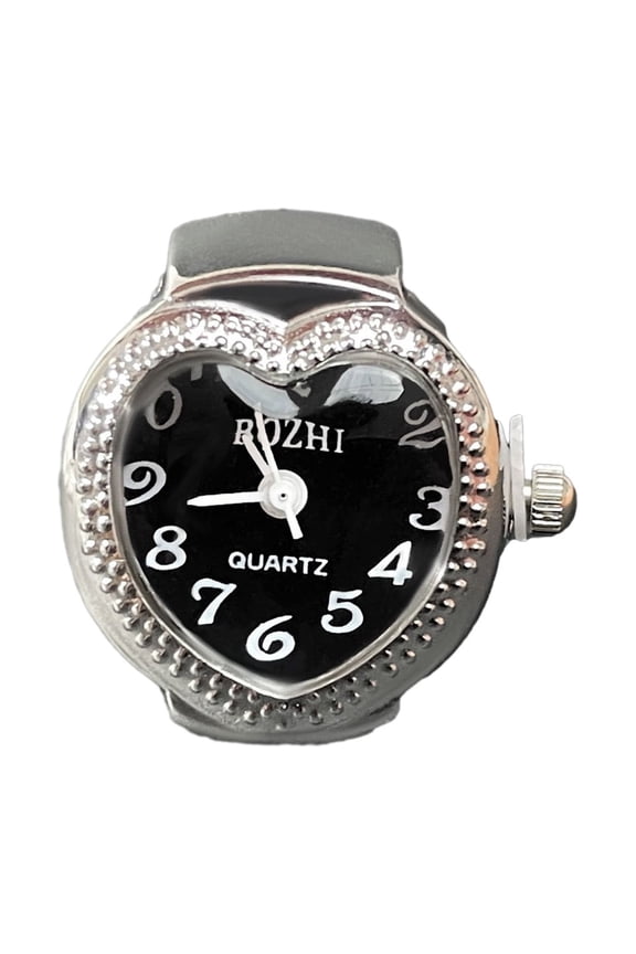 Vintage Punk Finger Watch Elastic Strap Alloy Watches Heart Couple Rings Jewelry Clock Roman Quartz Watch for Women