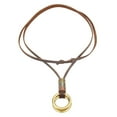 thumbnail image 1 of Vintage Punk Leather Necklace Double Circle s Pendant Necklace Adjustable Brown, 1 of 9