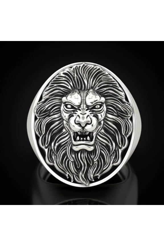 Vintage Punk Lion Heads Finger Ring Cool Animal Rings For Women Gothic Punk Rock Biker Jewelry
