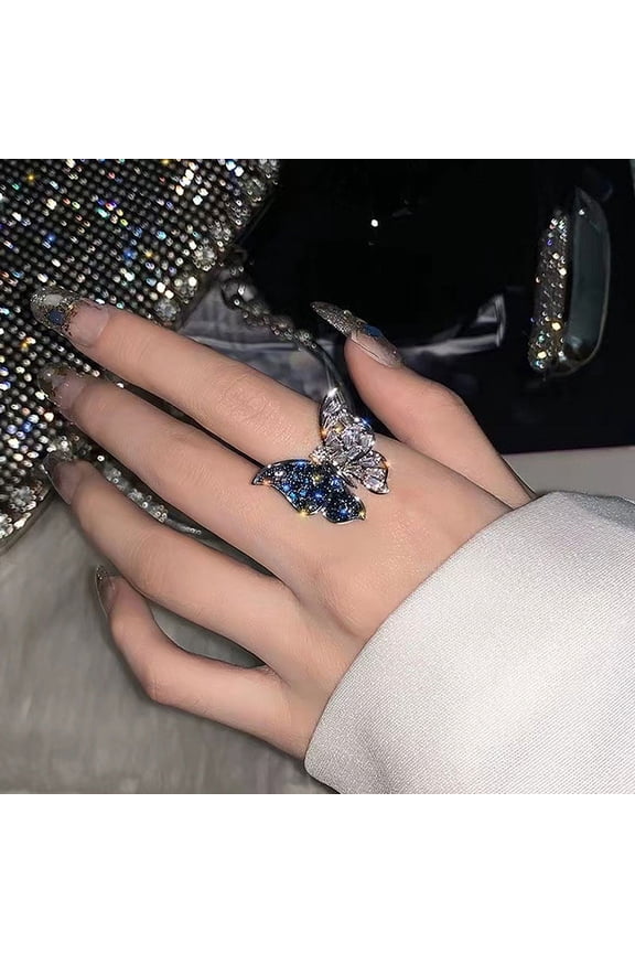 Vintage Punk Metal Butterfly Adjustable Women‘s Rings Fashion Exquisite Insect Ring Gothic Jewelry
