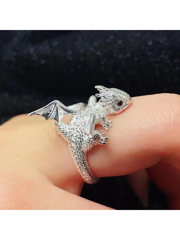 Vintage Punk Rings for Women Men Gothic Rings Flying Dragon Gothic Rings Alloy Open Adjustable Rings Jewelry