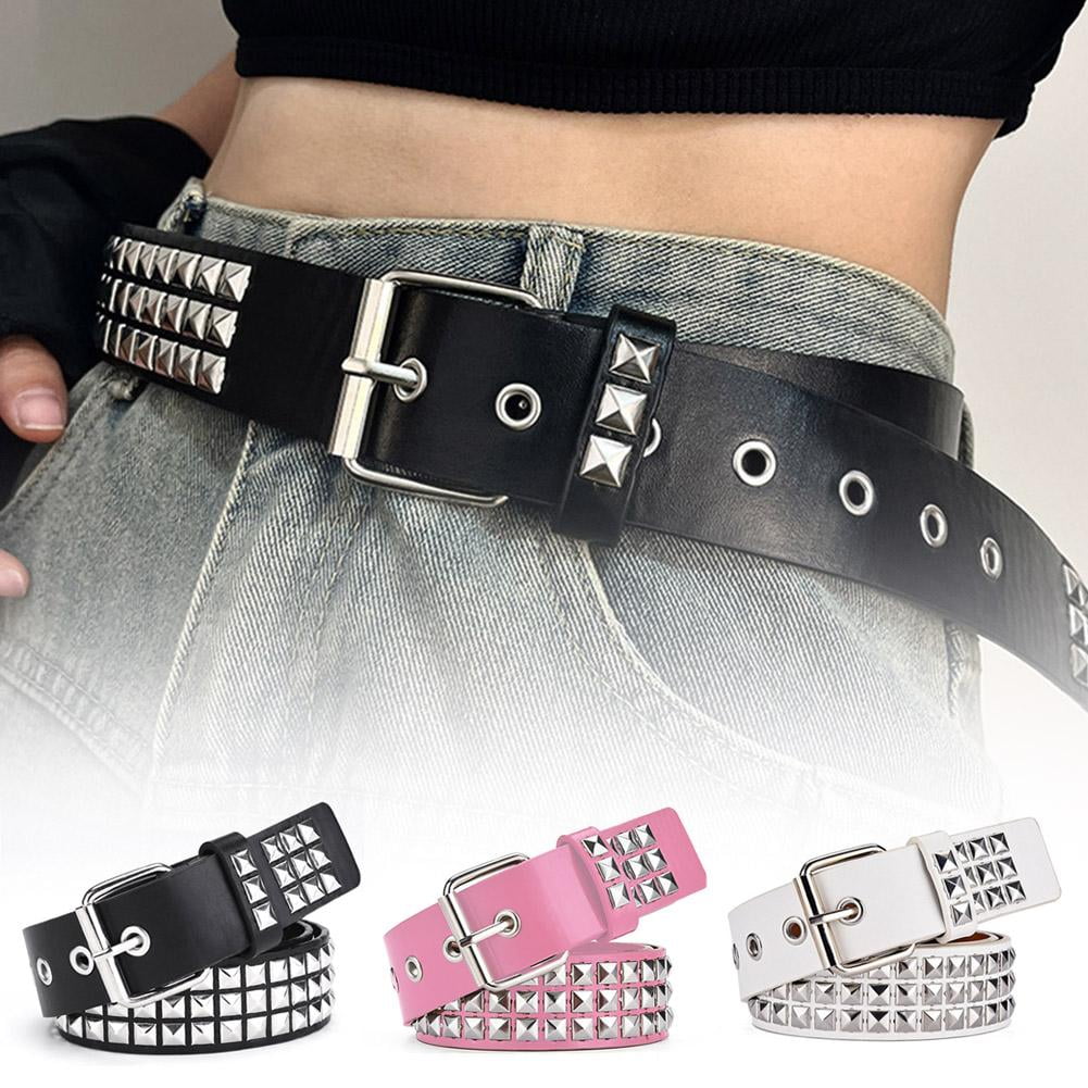 Vintage Punk Rock Gothic PU Leather Belt with Pyramid Square Rivets ...