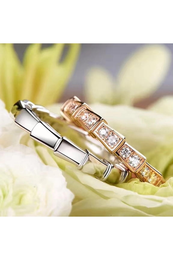 Vintage Punk Style Snake Ring Female Fashion Rose Gold/Silver Crystal Ring Couple Girlfriend Gift Jewelry