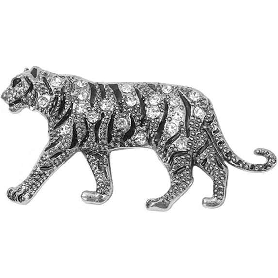 Vintage Punk Tiger Brooch Rhinestone Crystal Animal Tiger Suit Pin Retro Gothic Animal Badge Lapel Pins Clothing Dress Accessories Cool Boutonniere Corsage for Men Women Unisex Gift Birthday